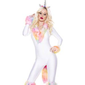 NEW Unicorn Woman Adult S Costume   - catsuit, tail, leg warmers, headband (2)